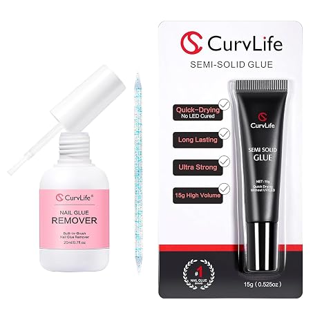 Nail Glue and Multi-Functional Brush-on Nail Glue Remover Kit