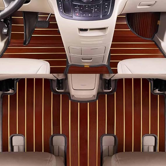 Car Floor Mats for Toyota Etios Sedan 2010-2023 Wood Grain Automotive Floor Mats Wooden Plank Texture Non-Slip Car Carpet Car Liner Decor Accessories,B-Dark Brown