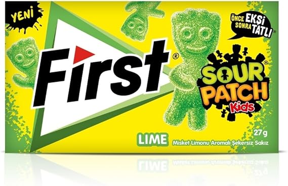First Sour Patch Kids Misket Limonu Aromalı Şekersiz Sakız 27g