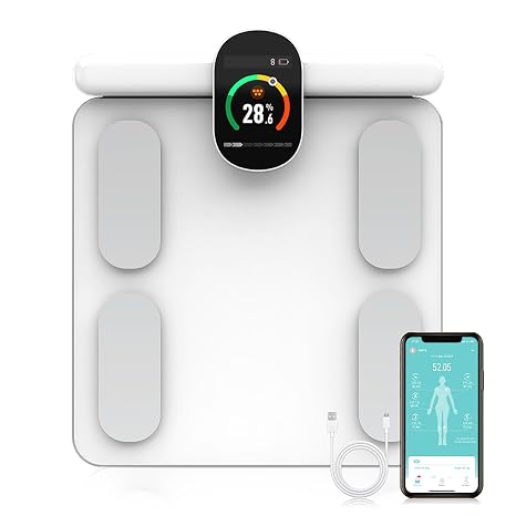 Smart Body Composition Scale - 8-Electrode, 29 Health Metrics, 400lb Capacity, Ideal for Home and Gym Use