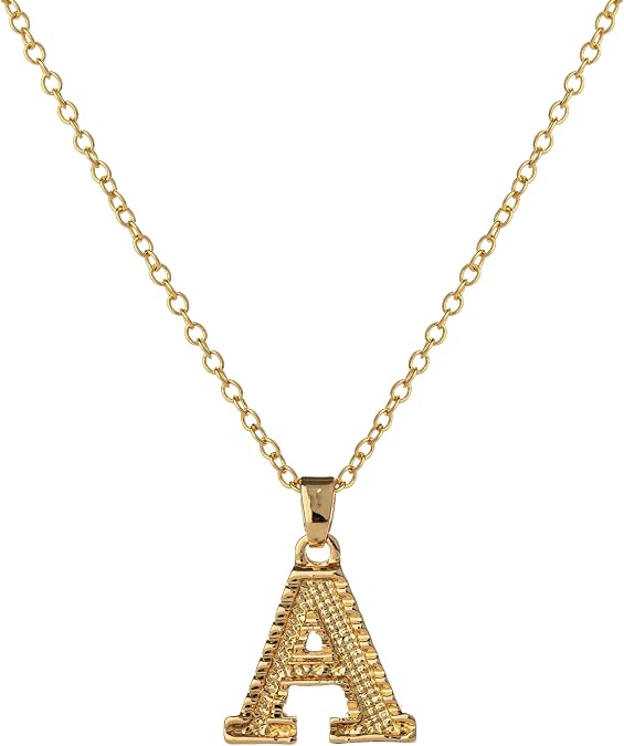 Initial Necklace for Women Men 14K Gold Plated 26 Letters Name Pendant Necklace
