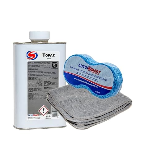 Autosmart Topaz Kit, Incl Topaz Polish 1Ltr, Polish Sponge, 2 Microfibres, Official