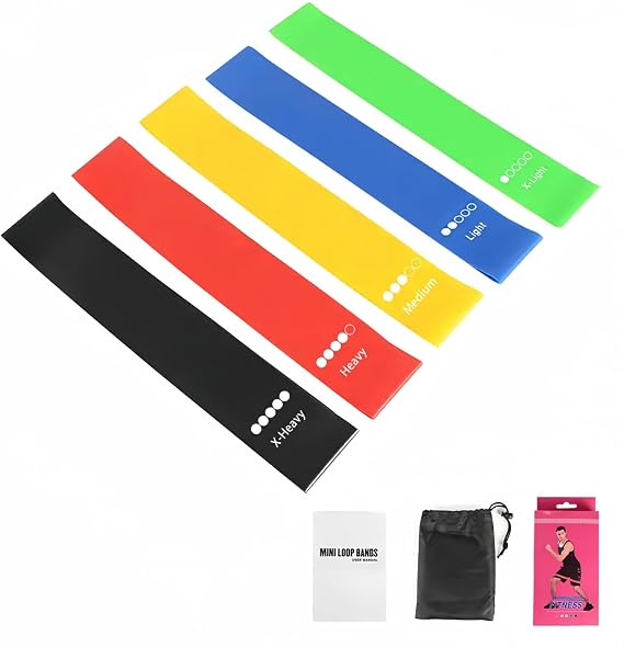 MBKHFLLResistance Loop Exercise Bands, Resistance Bands Exercise Bands for Home Fitness, Stretching, Strength Training, Physical Therapy,Elastic Workout Bands for Women Men Kids, Set of 5