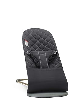 BabyBjorn Bouncer Bliss, Black, Woven, Classic Quilt | 2-in-1 Adjustable Baby Bouncer Seat and Toddler Chair, Newborn to Toddler (8-29 lbs), 4 Positions, Lightweight & Portable