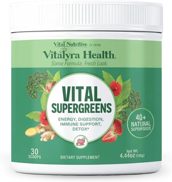 VITAL NUTRITIVE Super Greens Powder - 40+ Superfoods Daily Green Drink