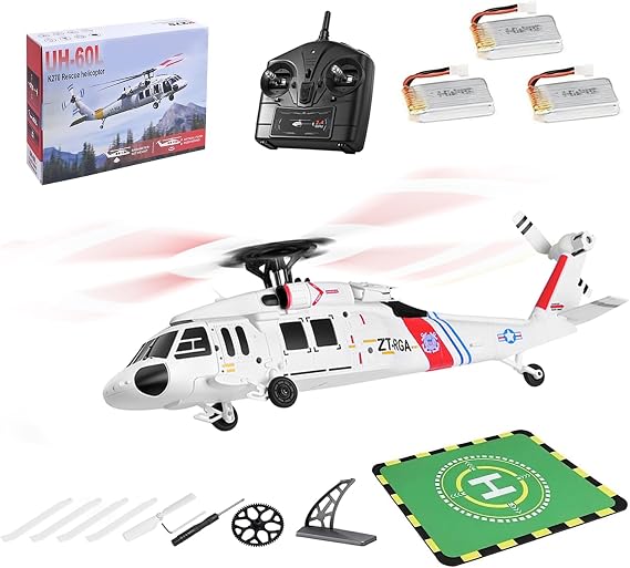 WL K270 2.4G 4CH UH-60L RTF RC Helicopter with Brushless Motor, Flybarless 4-Rotor, Optical Flow & Altitude Hold Remote Control Aircraft for