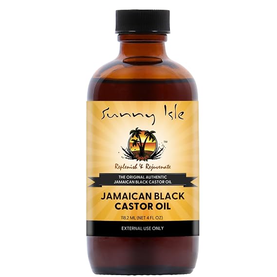 Sunny Isle Jamaican Black Castor Oil 4oz, Original, Authentic | Moisturizing JBCO for Hair Growth, Scalp Care, Edges, Eyebrows & Eyelashes, Conditioning for Dry Skin, Unscented