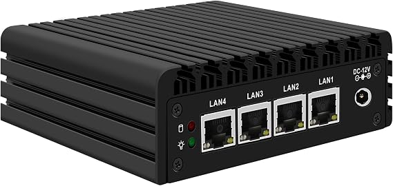 Mini PC Firewall Appliance with Pentium J3710, 4 x 2.5GbE i225-V LAN, OPNsense Small PC, Fanless Micro PC, DDR3L 8GB RAM 256GB SSD, HD+DP, COM RJ45, USB 3.0, AES-NI Compatible