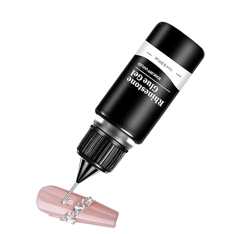Nail Jewel Glue 10ml Quick Dry Rhinestone Adhesive, Strong Hold Nail artt Glue | Manicure Decoration Tool, Wash-frree Phototherapy for charmss, Edge Reinforcement, Salon Supplies