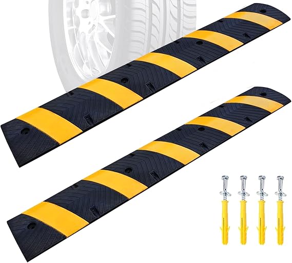 BESEA 72" Rubber Speed Bumps for Driveway 2 Pack, Heavy Duty 22000 LBS