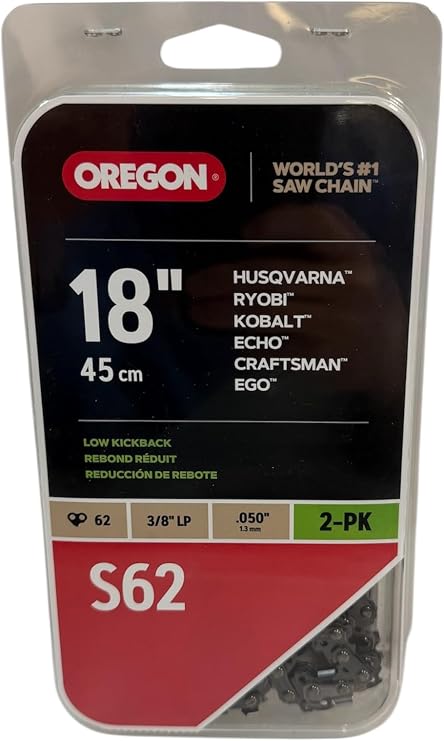 Oregon S62 Chainsaw Chain for 18 in. BAR, FITS Husqvarna, Echo, POULAN, Craftsman, HOMELIT