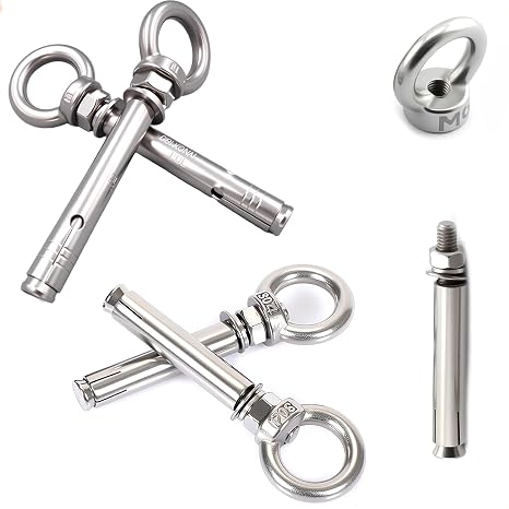 1/4" X 2-3/4" Heavy Duty Concrete Anchors,Stainless Steel Concrete Anchors Eye Bolt Eyebolt Anchor Wall Concrete Brick Anchor Expansion Bolts Ring Screw Eyes,5-Pack