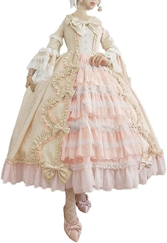 SHOPESSA Women's Victorian Gown French Lolita Dress Princess Costume Renaissance Dress Flare Sleeve Court Cosplay