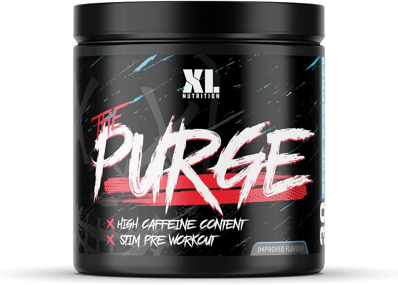 The Purge | Pre Workout 225g | High Caffeine Content | Helps with Energy, Focus and Blood Flow | No Crash | Potent Formula | Quick Absorbing Blue Razz Slush