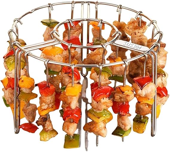 Air Fryer Hanging Skewer Rack Air Fryer Grill Skewer Rack Meat Skewers with Round Hanging (24 skewers)