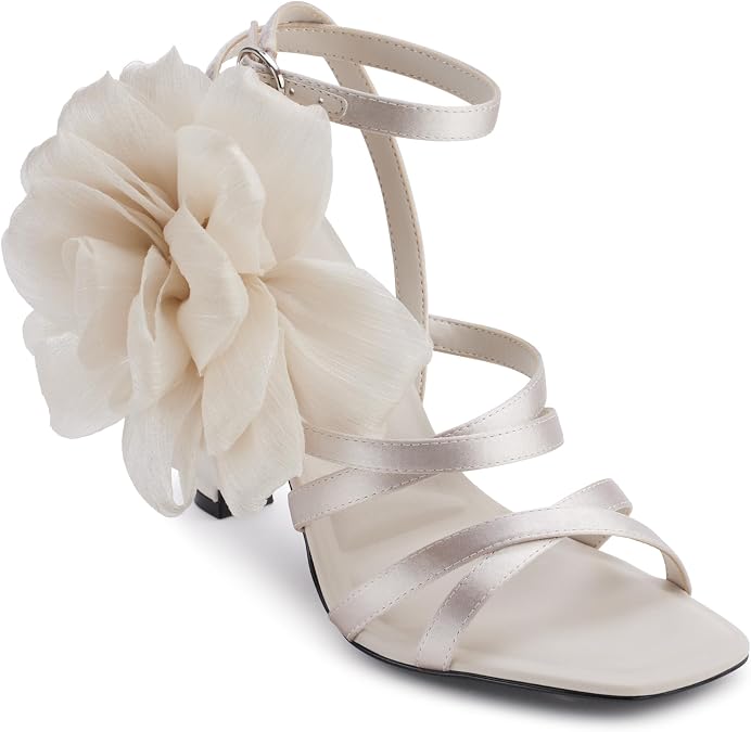 KARL LAGERFELD Women's Caela Strappy Dress Heel With Flower Detail