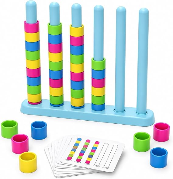 Color Stack Challenge Game-Fast-Paced Color Match Stacking Board Game Quick Thinking Head-to-Head Party Game for Family Game Night Travel-Friendly Competition Set for 2-4 Players