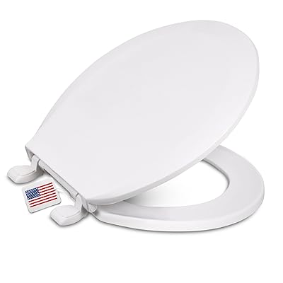 Centoco Round Toilet Seat, Standard Economy Model, Light Weight Residential, Closed Front with Cover, Plastic, Made in the USA, DSAMAZ12-301, Crane White CottonBright