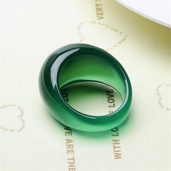 Real Green Jade Ring Crystal Chalcedony Ring Tail Agate Rings Men Women Jewelry Lucky Stone Jade Finger Ring Gemstone Ruby (Gem Color : Green, Ring Size : 8)