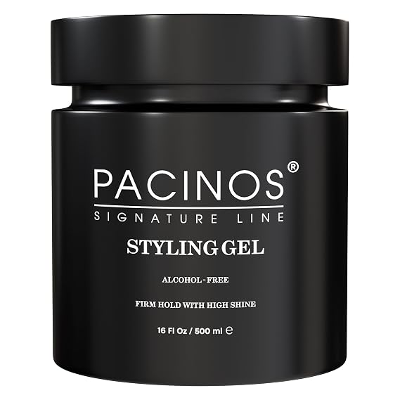 Pacinos Styling Hair Gel for Men, Firm Flexible Hold, High Shine, 16 oz