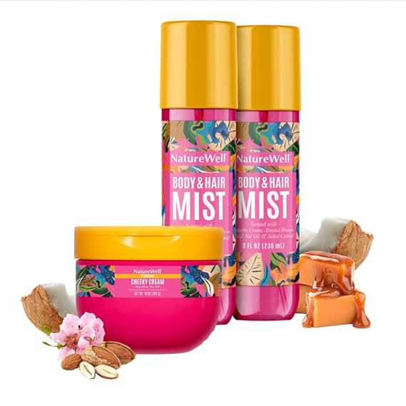 NATURE WELL Cheeky From Head To Toe Bundle - Includes 2 Hair & Body Mists and 1 Body Cream
