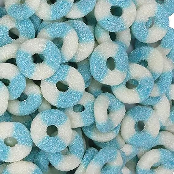 SweetGlob Sour Gummy Rings Candy Soft, Chewy, Fruity Sour Gummies Assorted Fruit Flavors Bulk Bag for Snacking & Parties (Blue Raspberry, 1 Pound)