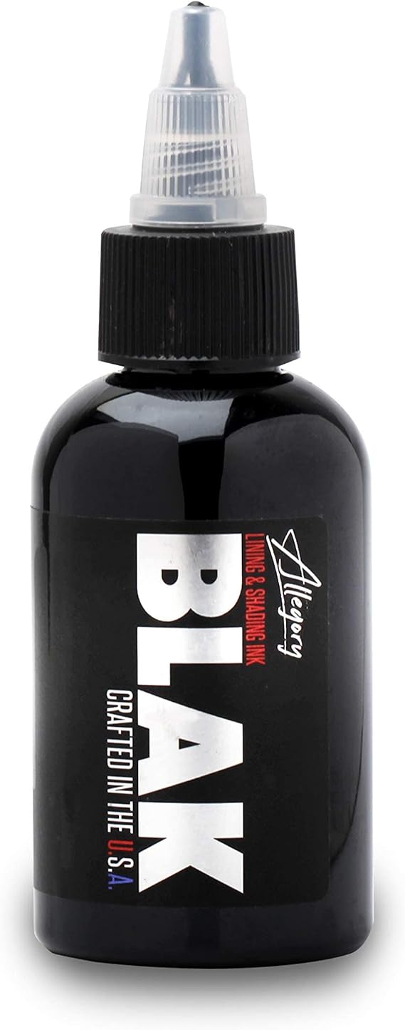 Allegory Tattoo Ink Blak, Premium Black Tattoo Ink, Perfect for Lining and Shading, Smooth, Consistent Pigment, Vegan Friendly Tattoo Color, Organic Ink, Crafted in the USA, 2 oz