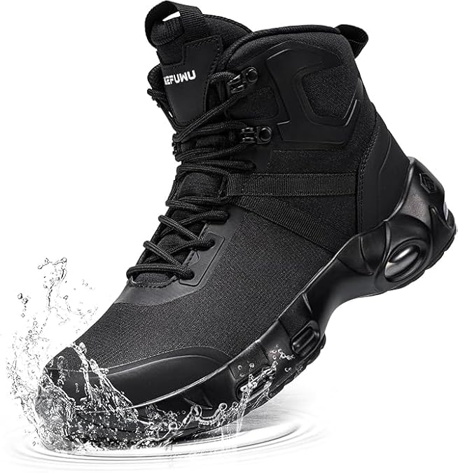 Military Tactical Boots Men Waterproof 6 Inches Non Slip | Side-Zip Combat Hiking Work Boots Lightweight Durable
