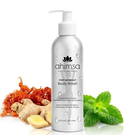 Ahimsa Gentle Body Wash for Women, Sulfate-Free Spearmint & Ginger (10oz)