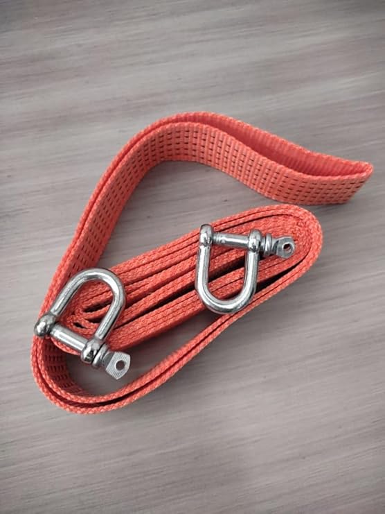 Polyester Oto Çekme Halatı, Turuncu, 3 Metre, 3 Ton, 50 mm Genişlik, Mapa Vidalı Kancalı(Zincir Kilidi), Araç Kurtarma