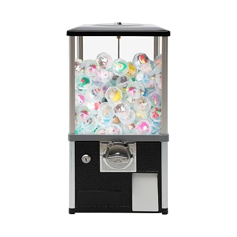 Mini Vending Gumball Machine, 25-Cent Vending Machines with Security Lock 20-Inch Home Vending Machine Small Capsule Vending Machine, Commercial Kids Gumball Machine for Game Retail Stores, Black