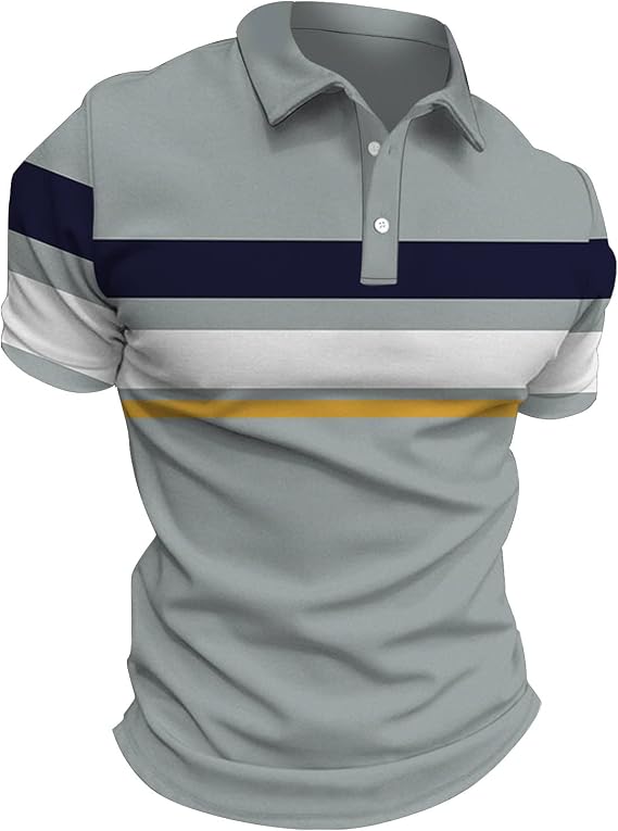 Ymosrh Men's Polo Shirts Short Sleeves Button-Down Print Clothing Apparel Fashion Designer Casual Breathable Shirts, S-3XL