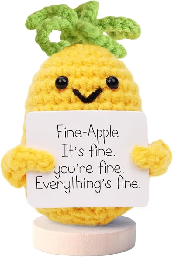 Handmade Mini Funny Positive Emotional Support Pickle, Cute Stuff Funny Knitted Wool Handwoven Ornaments Crochet Birthday Gifts Under 10 Dollars for Women Coworkers Friend Family