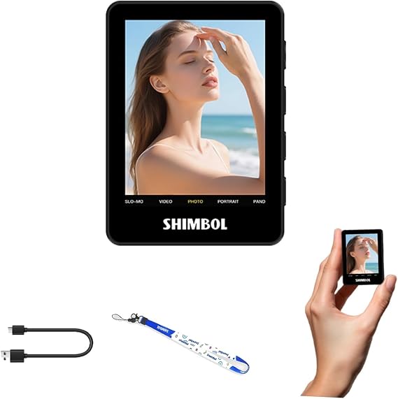 Shimbol CP5 mini 2,Selfie Monitor Screen iPhone,One-Click Synchronization, 30m Wireless Camera Remote Control (Visual Wireless Remote Control), 4h Battery, for Rear Camera Selfies and Vlogging (Black)