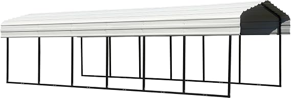 Arrow Shed CPH102907 29-Gauge Carport with Galvanized Steel Roof Panels, 10' x 29' x 7', Eggshell