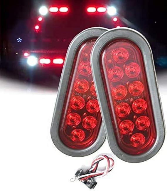 2 Autosmart Kl-35100rk Red Oval Sealed LED Turn Signal and Parking Light Kit with Light, Grommet and Plug for Truck,Trailer (Turn, Stop, and Tail Light)