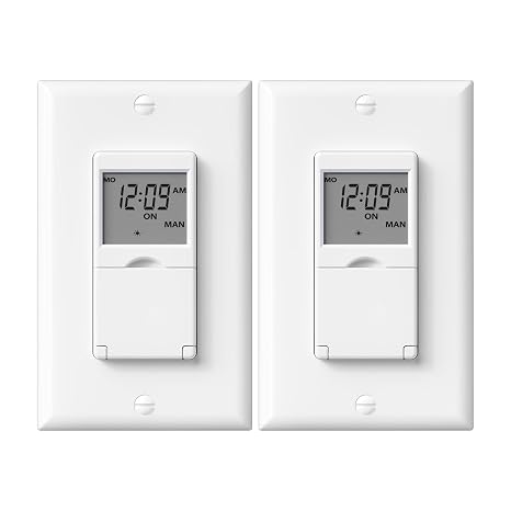 BN-LINK 7 Day Programmable in-Wall Digital Timer Switch for Lights, Fans