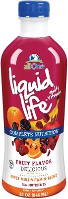 allOne Liquid Life - Liquid Multivitamin for Men, Women, Kids - with Vitamin A, B, C, D3, E & Amino Acids - Whole Foods Nutrition - Vegan - Gluten Free - 32 oz