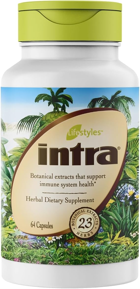 Intra Lifestyles Capsules Herbal Supplement for Immune and Energy Support 23 Botanical Extracts Made in Canada 64 Capsules (64 Capsules (Pack of 1))