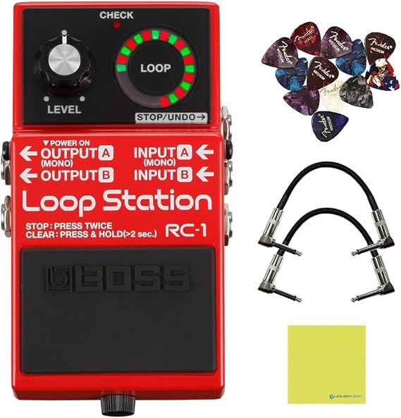 Boss RC-1 Loop Station Pedal Bundle with Cables, Picks and Cloth