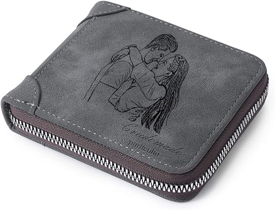 Personalized Photo Wallet, Custom Photo Wallets for Men, Men's Zipper Wallet Customized Wallet for Father,Dad,Son,Boyfriend(Zipper 1)