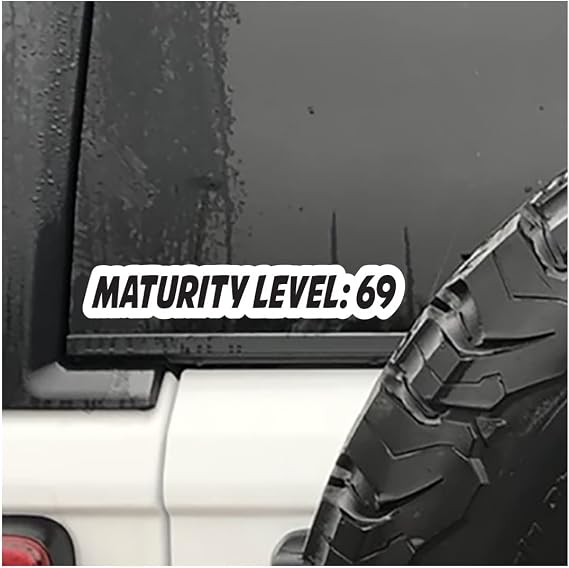 Maturity Level 69 Printed Decal CAR Truck Window Bumper Sticker Funny Joke Adult