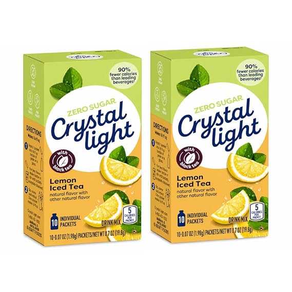 Doofie Deals Crystal Light Drink Mix - 2 Boxes - 20 Packets (Lemon Iced Tea)