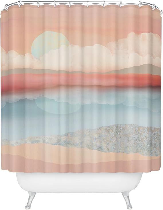 Society6 Shower Curtain - Bathroom Decor by SpaceFrogDesigns - Fabric Shower Curtains for Bathroom, 72" x 69", Mint Moon Beach
