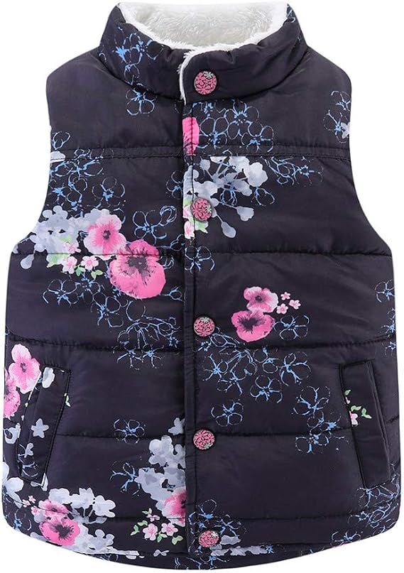Mud Kingdom Puffer Vest Girls Floral Fleece Lined 3-10 Years