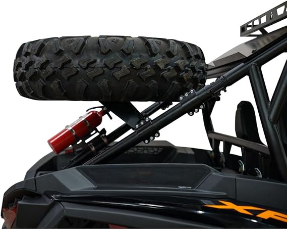 Tusk Spare Tire Carrier Heavy-Duty Roof Height Profile or Below Adjustable for Wheel Offset Compatible with Polaris RZR XP 1000 2024-2026/RZR XP 4 1000 2024-2026 4/156 Wheels
