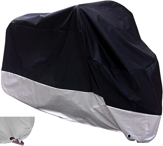 XYZCTEM All Season Black Waterproof Sun Motorcycle Cover,Fits up to 108" Motors (XX Large & Lockholes)