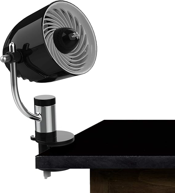 Vornado Pivot Clip Personal Air Circulator, 3-Speed, Portable Desk Fan with Multi-Surface Clip, 360-Degree Adjustable Axis, 9 in Tall, 4 in Diameter, Whisper Quiet, Black