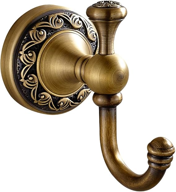 Leyden Antique Brass Towel Hook, Bathroom Robe Hooks, Wall Mounted Retro Single Door Coat Clothes Hanger