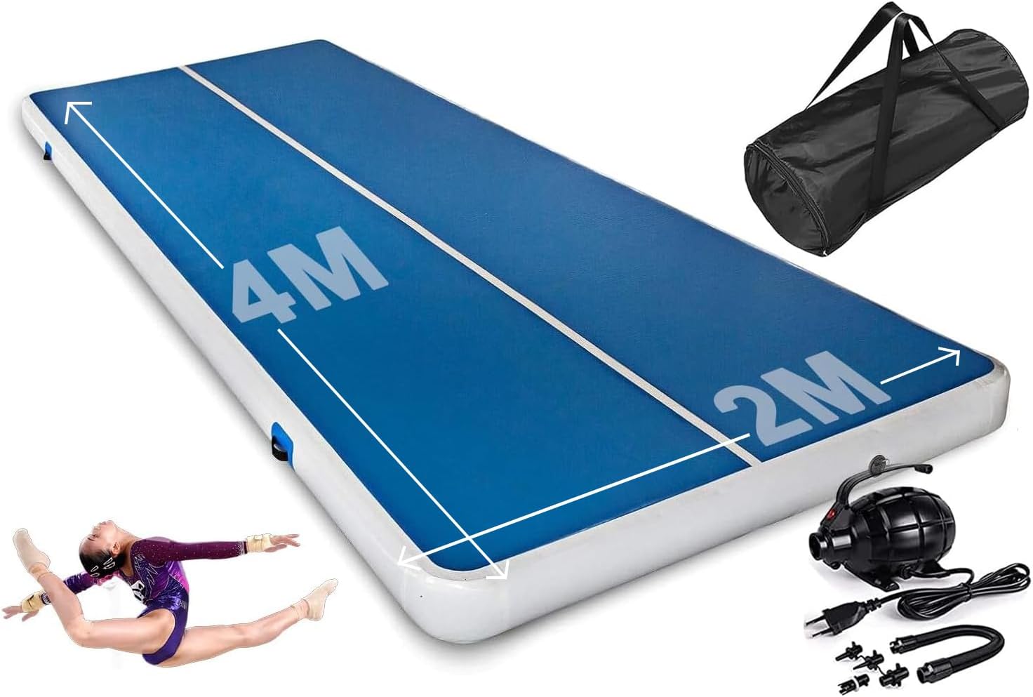 Jacgood 2 m wide 46 m air tumbling mat inflatable with electric air pump 1020 cm high gymnastics mat with electric pump for fitness outdoor yoga training etc